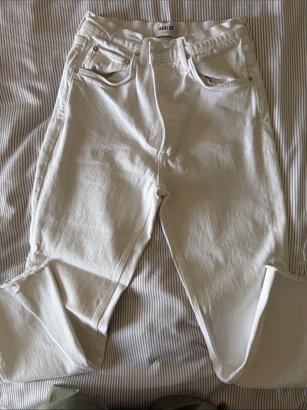 Agolde Riley Off-White High-Rise Crop Jeans